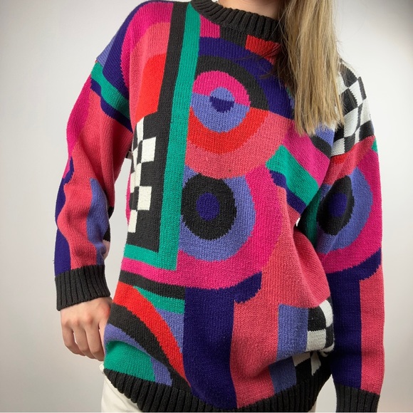 Vintage multiclored knitted sweater - Picture 4 of 4